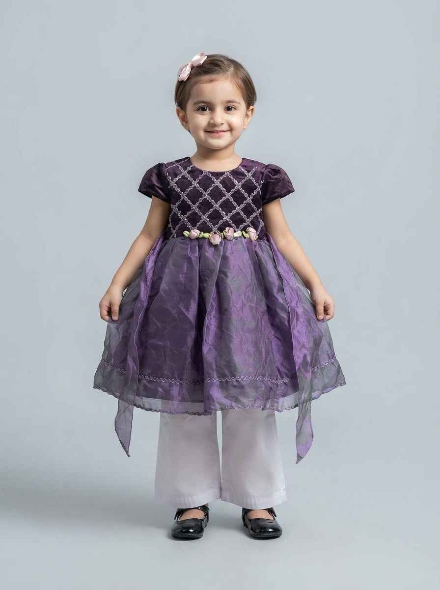 Preloved Bonnie Jean toddler girls' party dress, size 2-3Y, worn by a model, styled