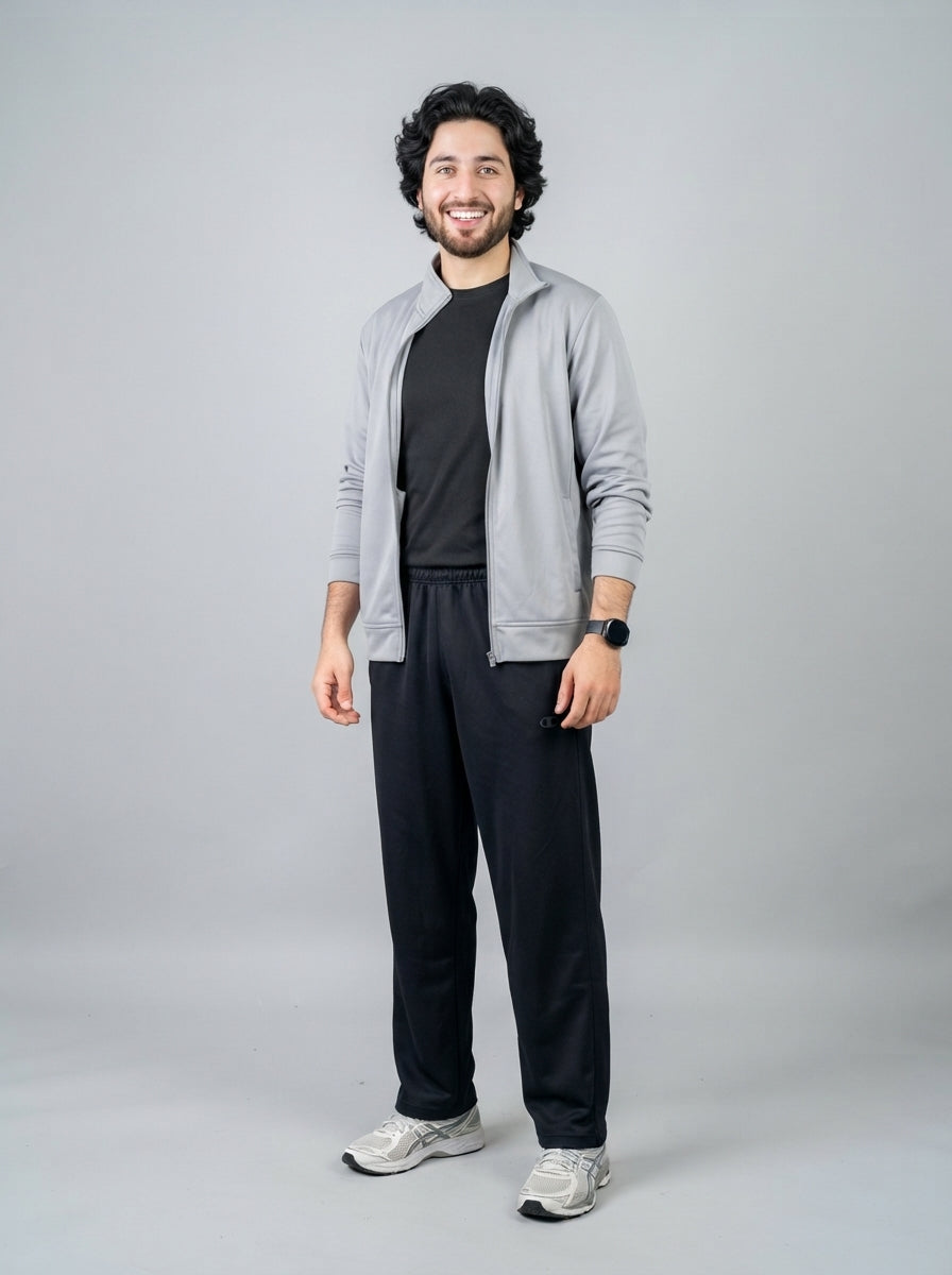 Preloved Champion men's sports trouser, size XL, worn by a model, styled