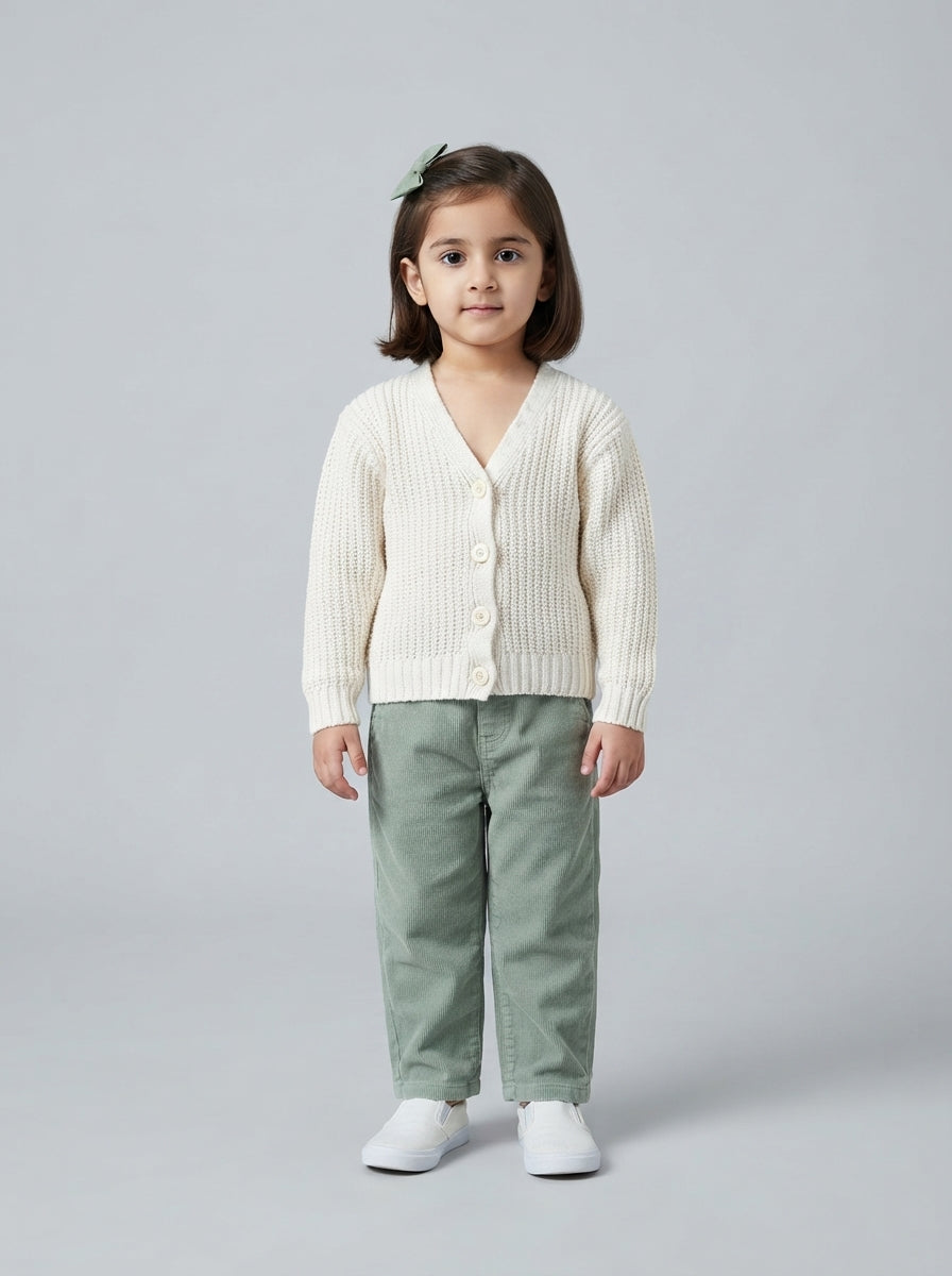 Preloved George girls' cardigan, size 2-3Y, worn by a model, styled