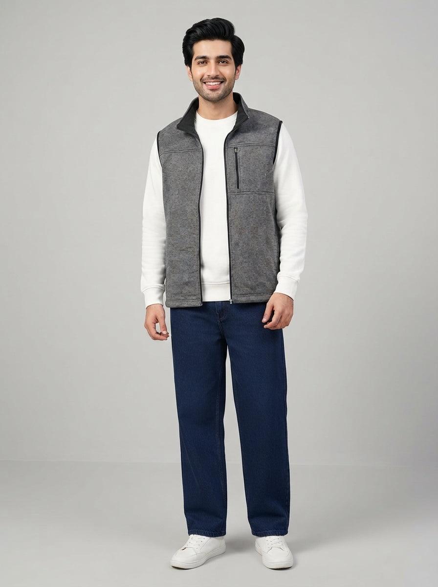 Preloved Izod men's gilet / vest, size XL, worn by a model, styled