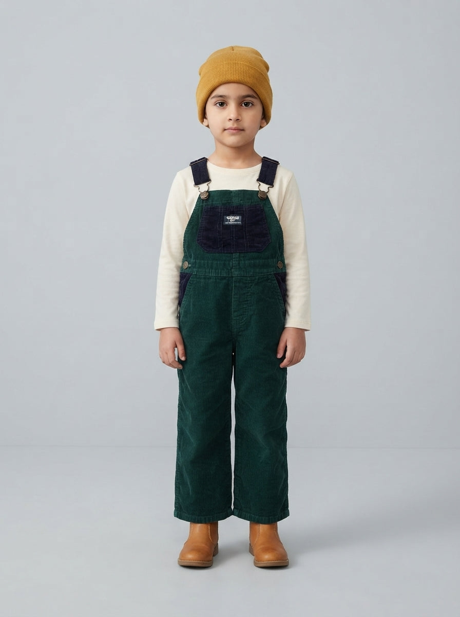 Preloved OshKosh B'gosh toddler girls' dungarees, size 2-3Y, worn by a model, styled
