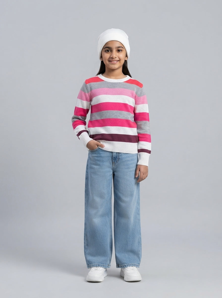 Preloved PLACE girls' sweater, size 6-8Y, worn by a model, styled
