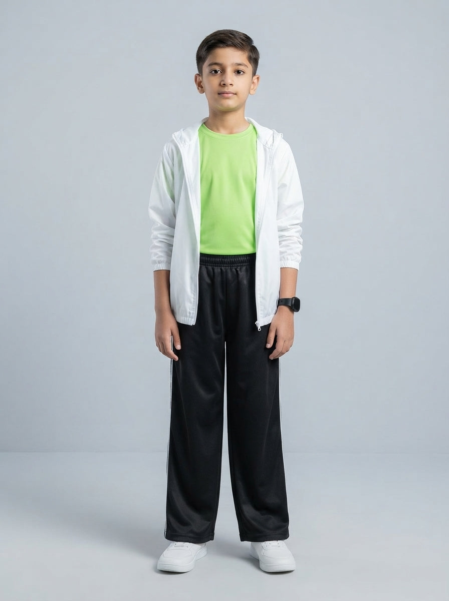 Preloved Shein teen boys' sports trouser, size 8-10Y, worn by a model, styled