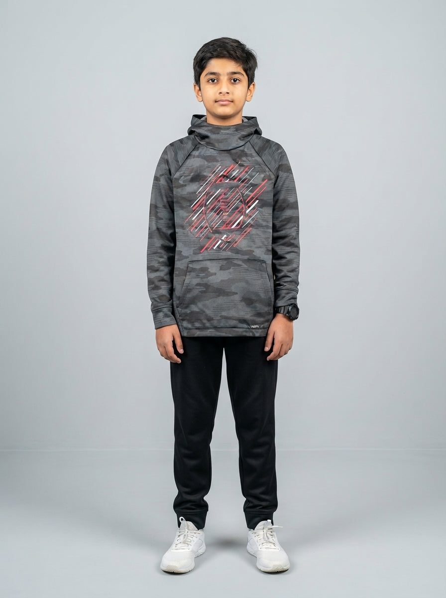 Preloved Tek Gear teen boys' sports hoodie, size 10-12Y, worn by a model, styled