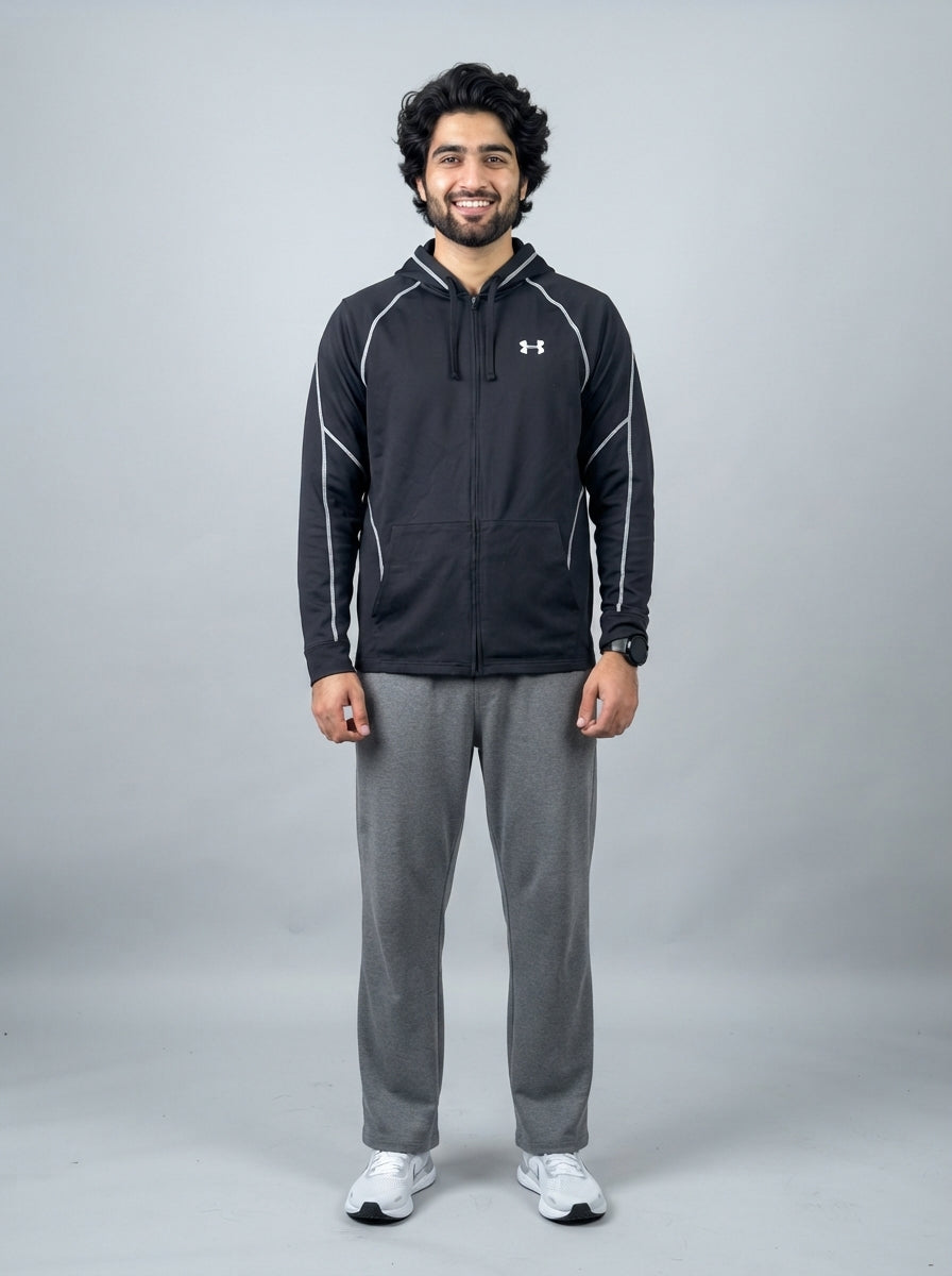 Preloved Under Armour men's sports zip-up, size L, worn by a model, styled