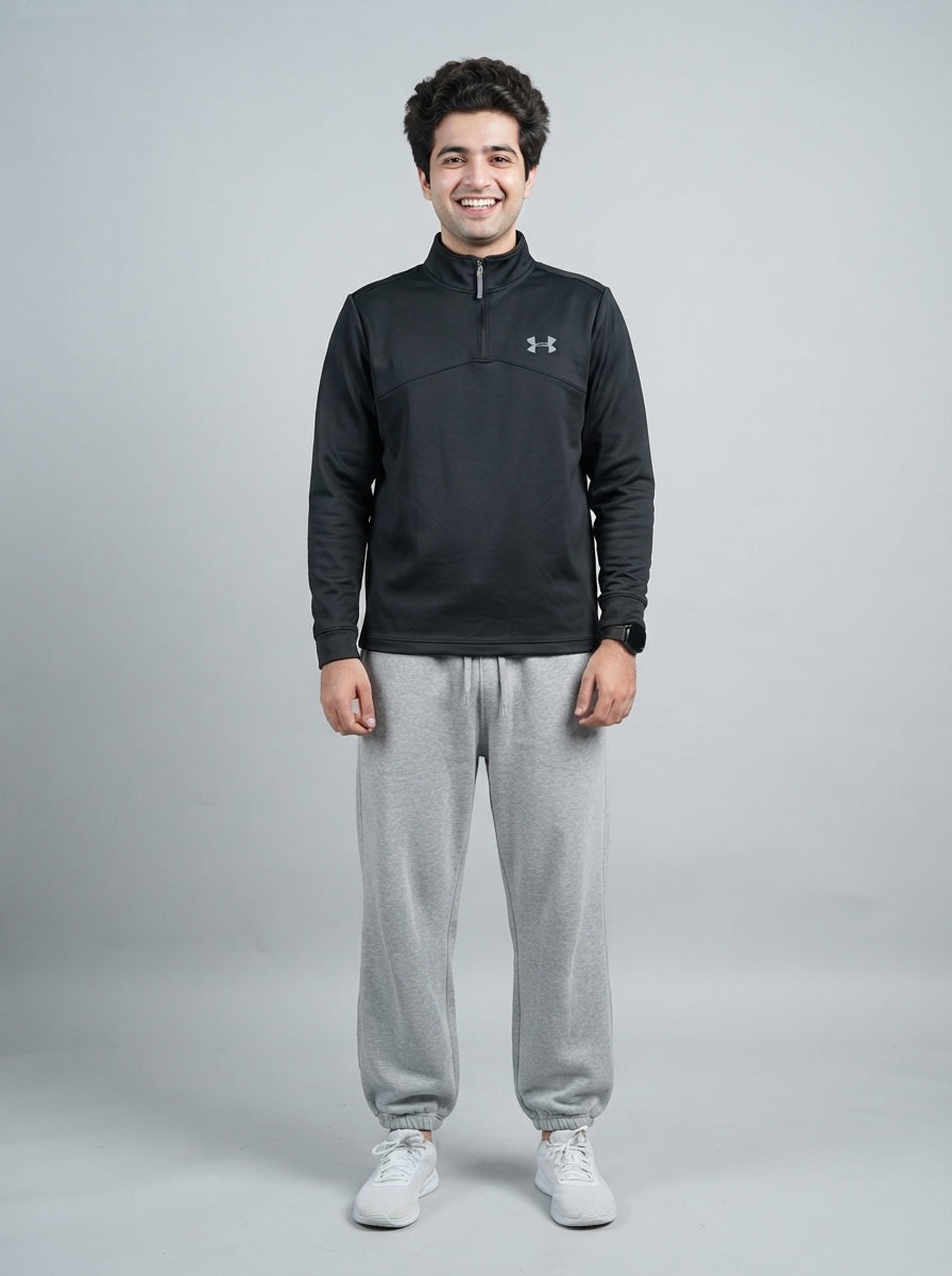 Preloved Under Armour men's sports zip-up, size M, worn by a model, styled
