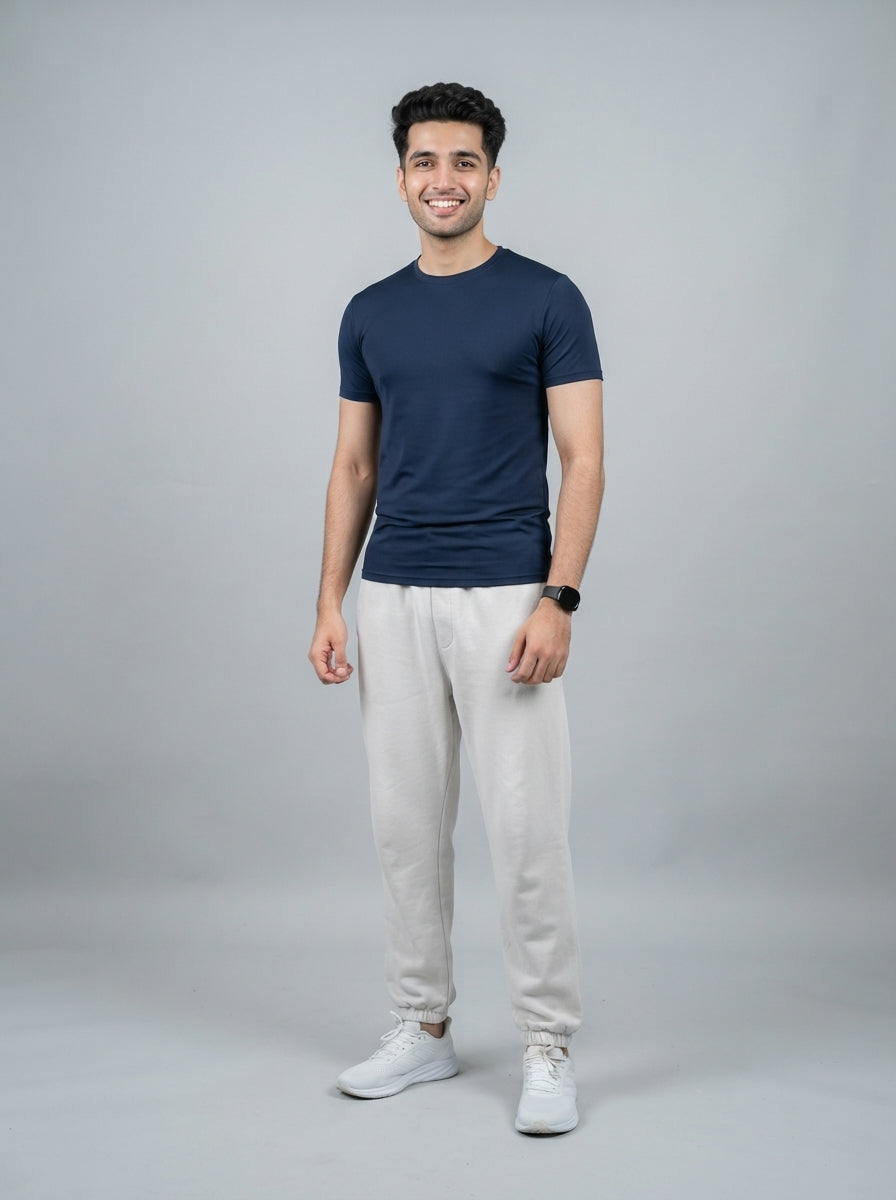 Preloved Zara men's casual trouser, size S, worn by a model, styled