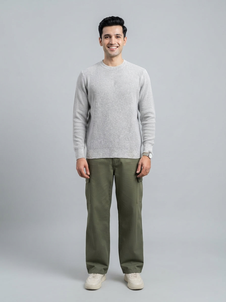 Preloved Zara men's sweater, size M, worn by a model, styled