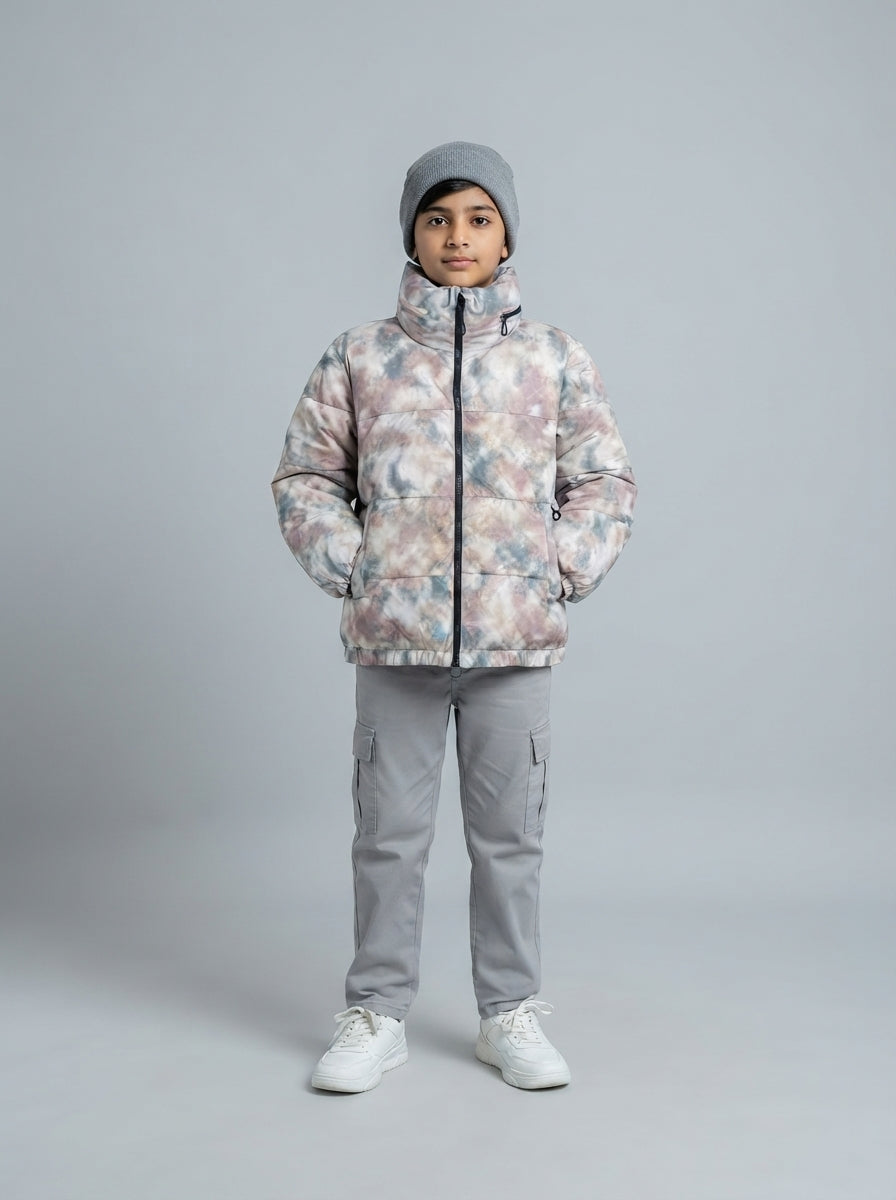 Preloved Zara teen boys' puffer jacket, size 8-10Y, worn by a model, styled