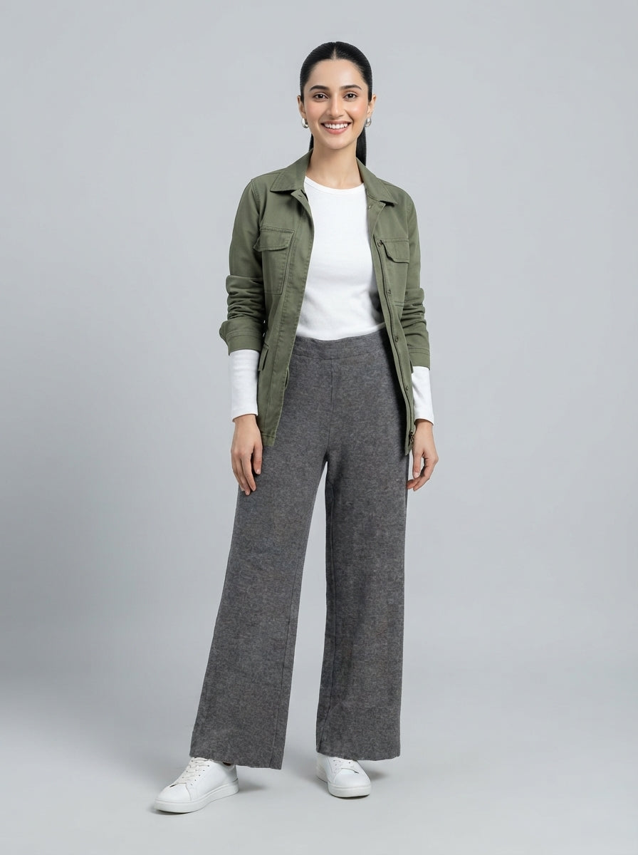 Preloved Zara women's casual trouser, size M, worn by a model, styled