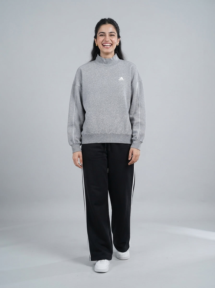 Preloved Adidas women's sports sweatshirt, size M, worn by a model, styled