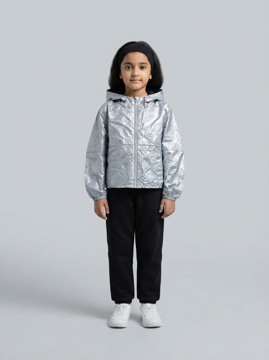 Preloved All in motion girls' windbreaker, size 4-5Y, worn by a model, styled