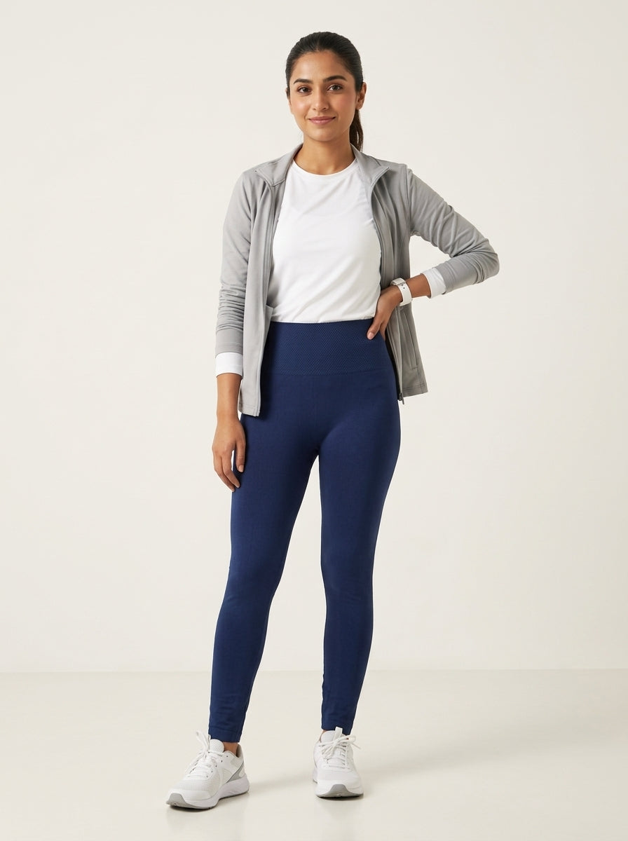 Preloved American Brand women's sports leggings, size 34, worn by a model, styled