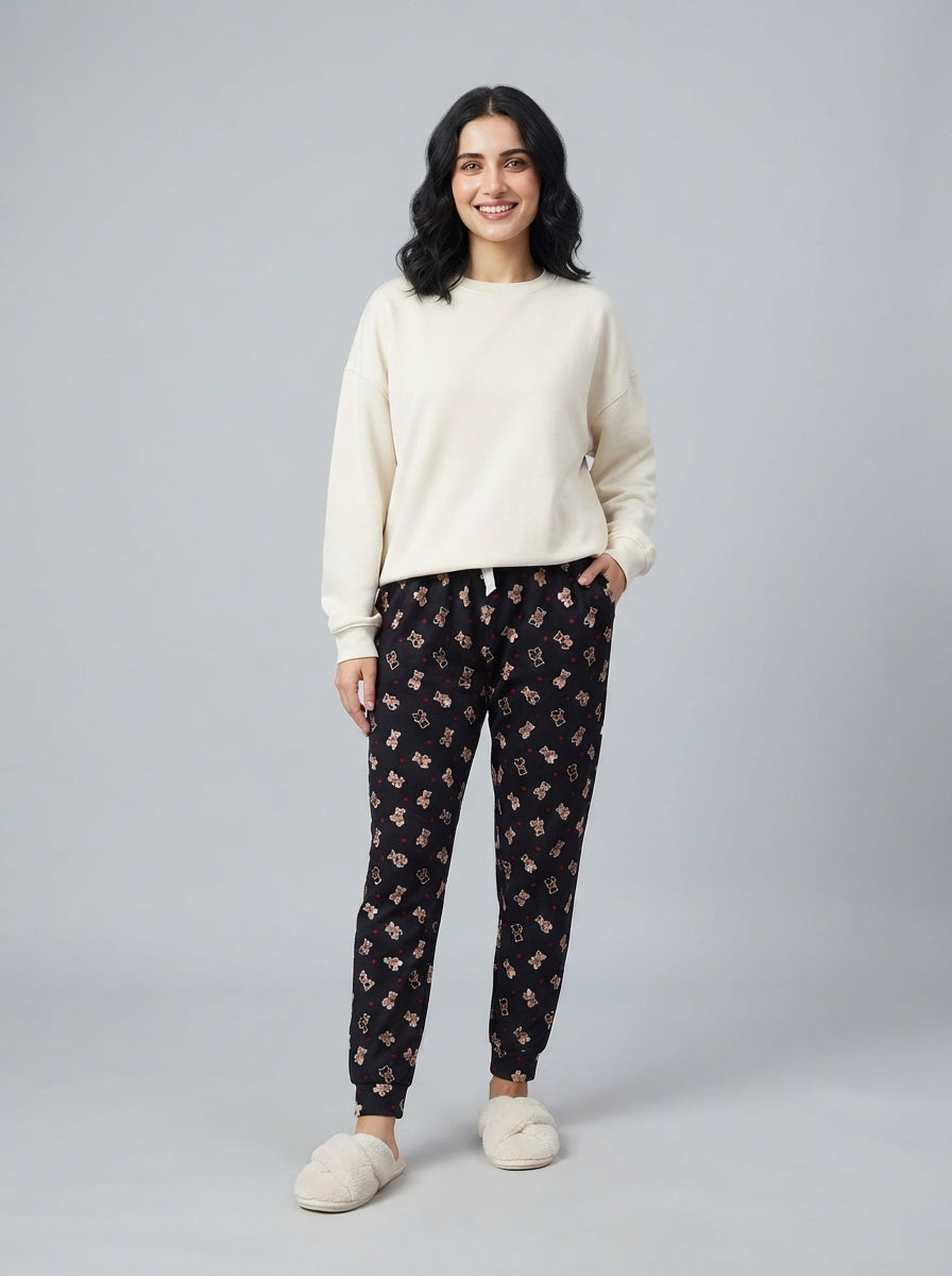 Preloved ATTRACTION DE NUIT women's pyjama trouser, size L, worn by a model, styled