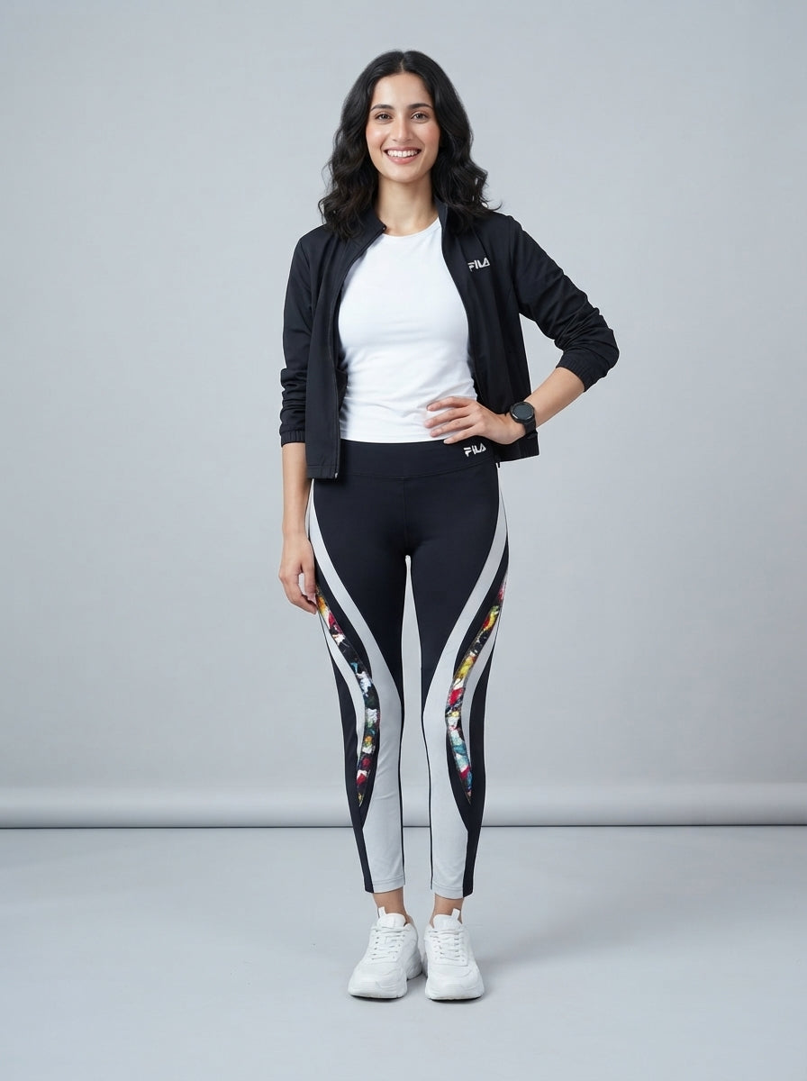 Preloved FILA women's sports leggings, size XL, worn by a model, styled
