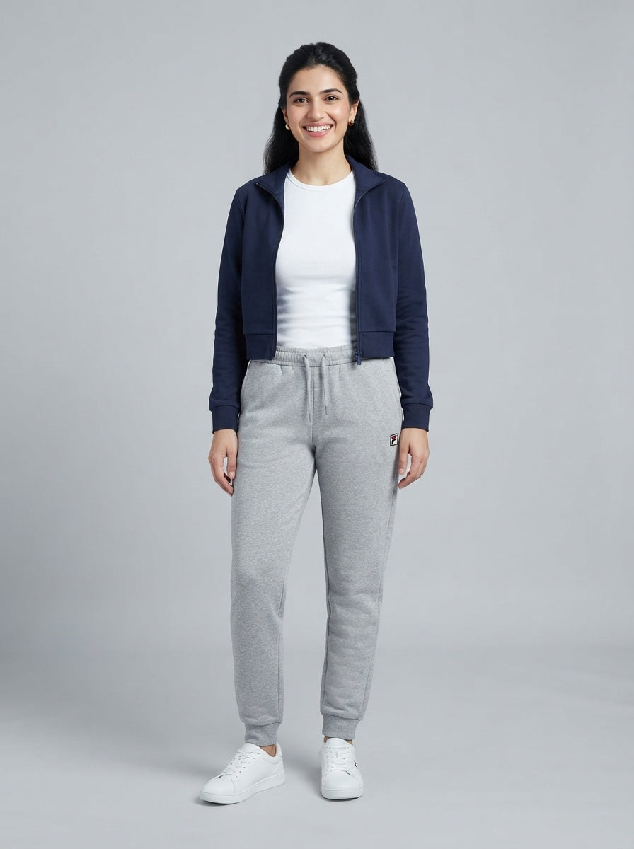 Preloved FILA women's sports trouser, size M, worn by a model, styled