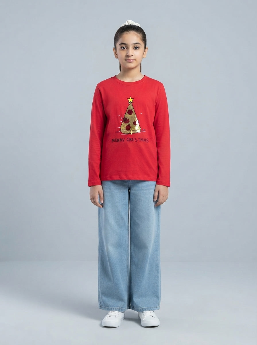 Preloved George teen girls' basic t-shirt, size 10-12Y, worn by a model, styled