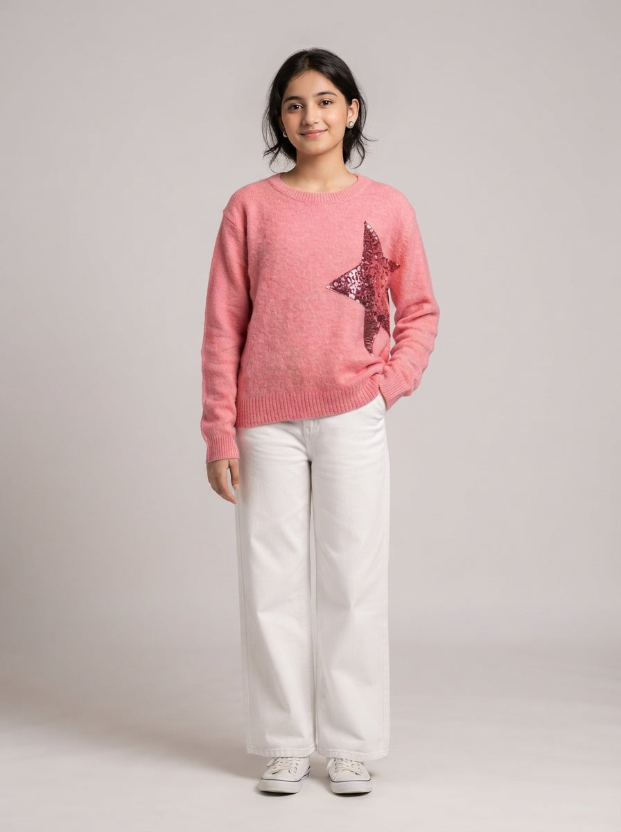 Preloved George teen girls' sweater, size 14-16Y, worn by a model, styled