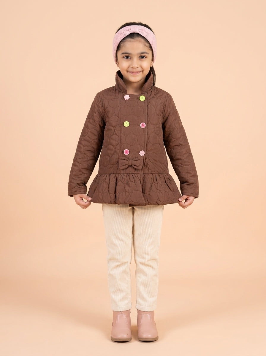 Preloved GYMBOREE girls' puffer jacket, size 6-8Y, worn by a model, styled