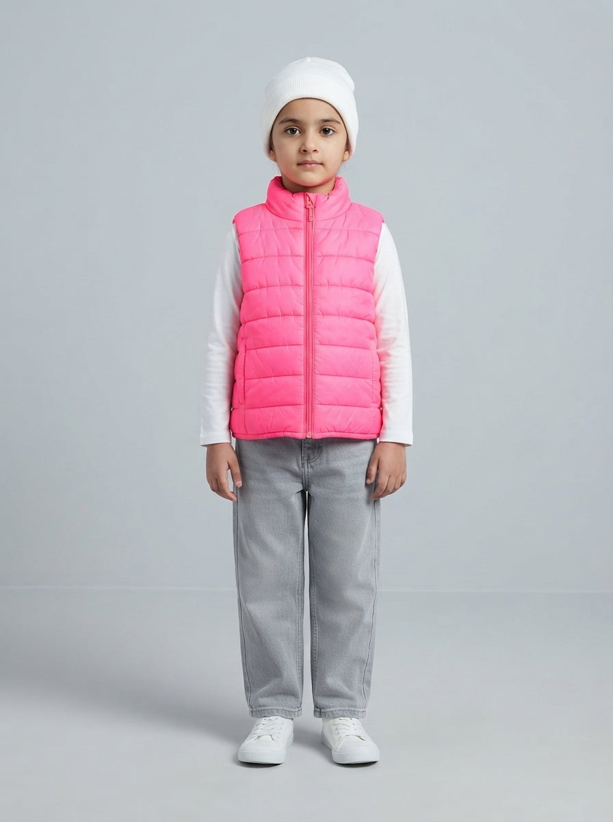 Preloved H&M girls' gilet / vest, size 3-4Y, worn by a model, styled