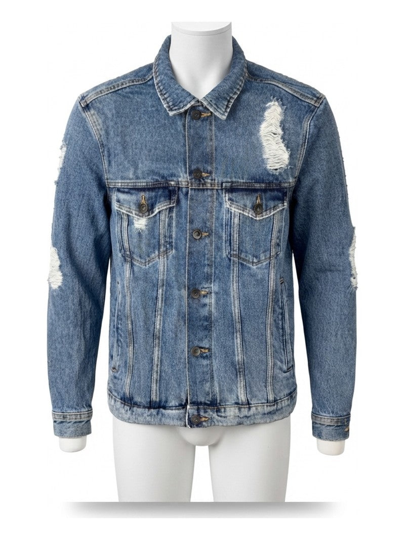 Preloved H&M men's denim jacket, size S, on a mannequin