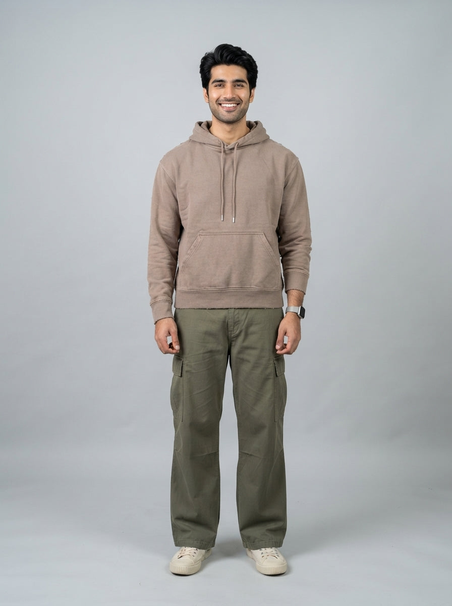 Preloved H&M men's hoodie, size XS, worn by a model, styled
