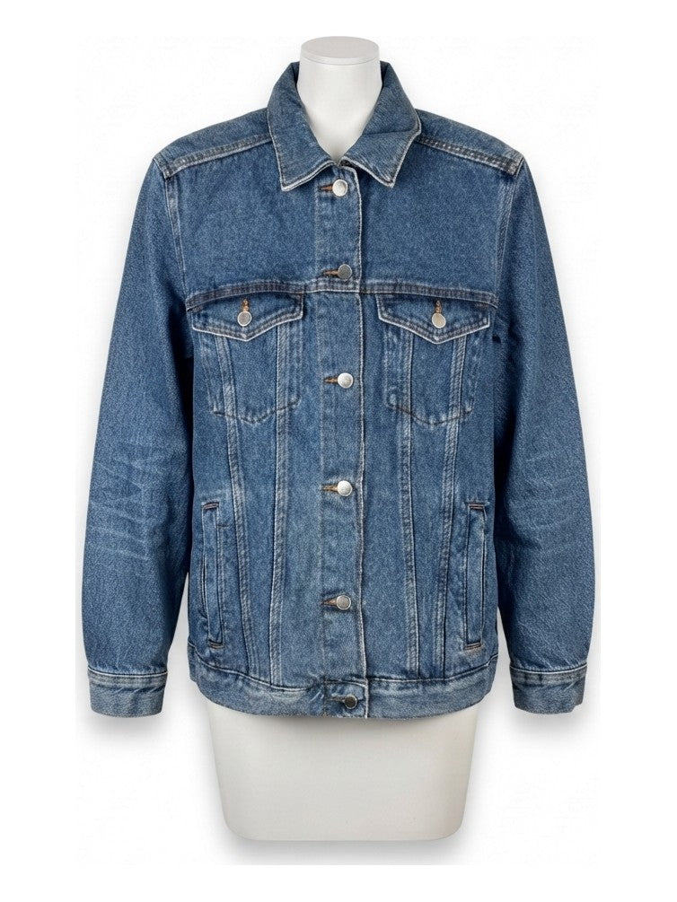 Preloved H&M women's denim jacket, size EUR 34, on a mannequin