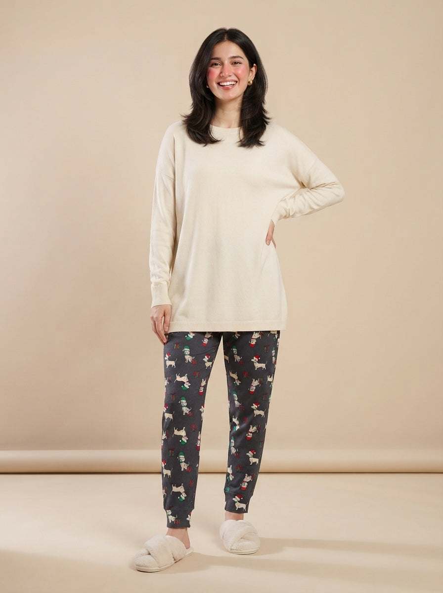 Preloved Jaclyn women's pyjama trouser, size M, worn by a model, styled