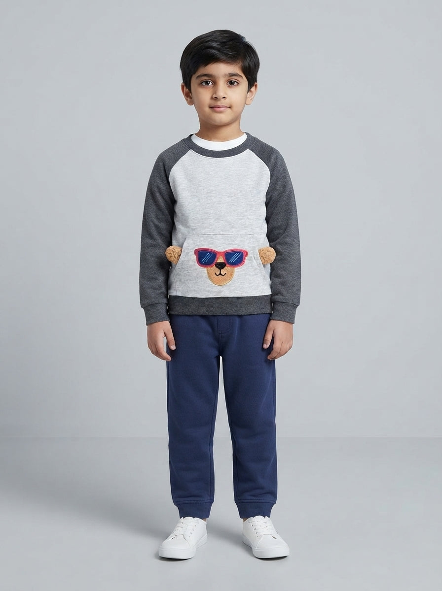 Preloved Koala BABY boys' sweatshirt, size 3-4Y, worn by a model, styled