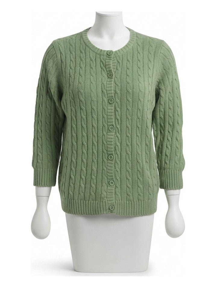 Preloved L L Bean women's cardigan, size M, on a mannequin