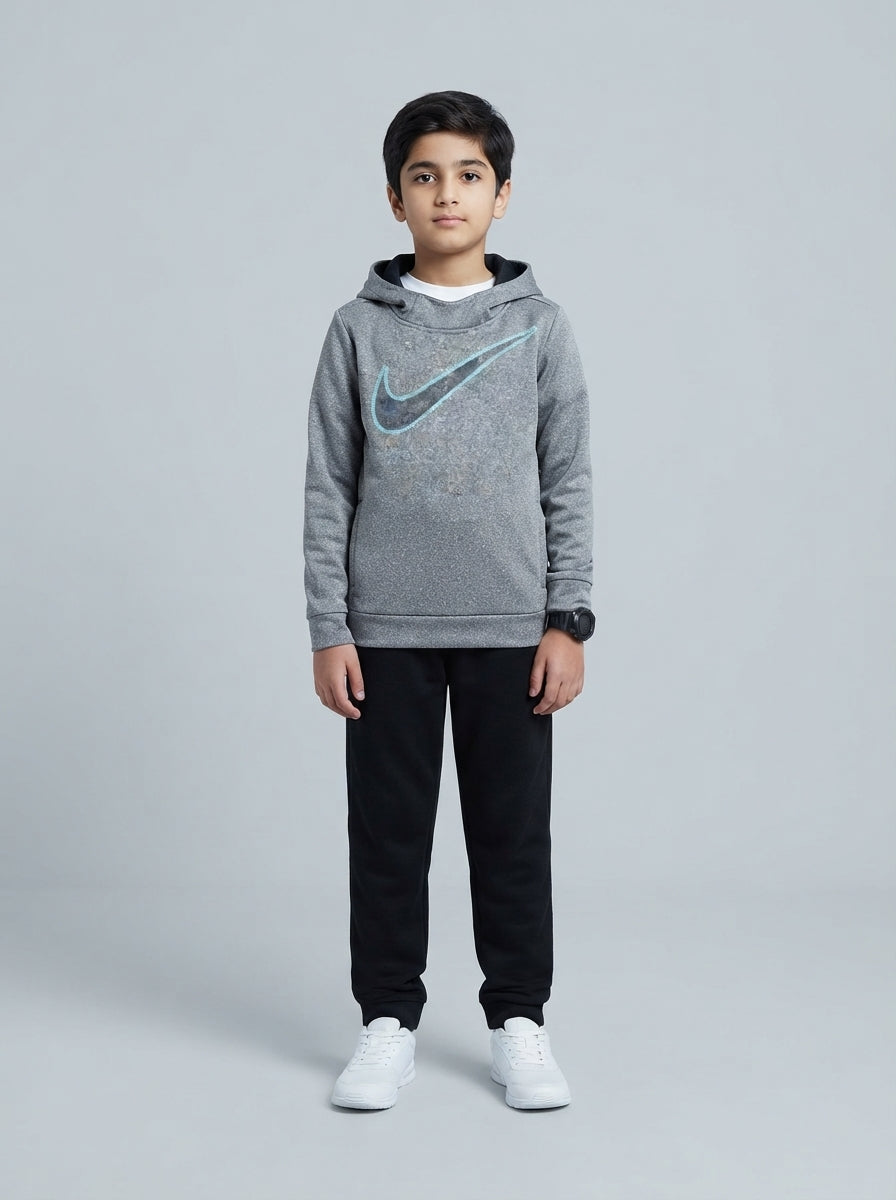 Preloved Nike boys' sports hoodie, size 6-8Y, worn by a model, styled