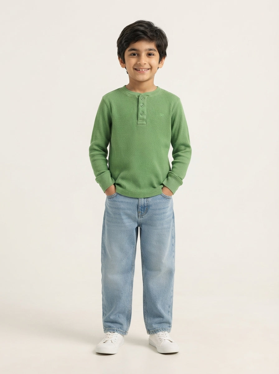 Preloved Old Navy boys' polo shirt, size 6-8Y, worn by a model, styled