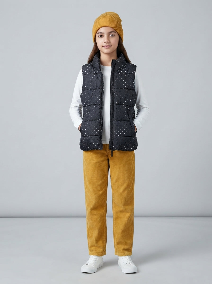 Preloved Old Navy teen girls' gilet / vest, size 10-12Y, worn by a model, styled