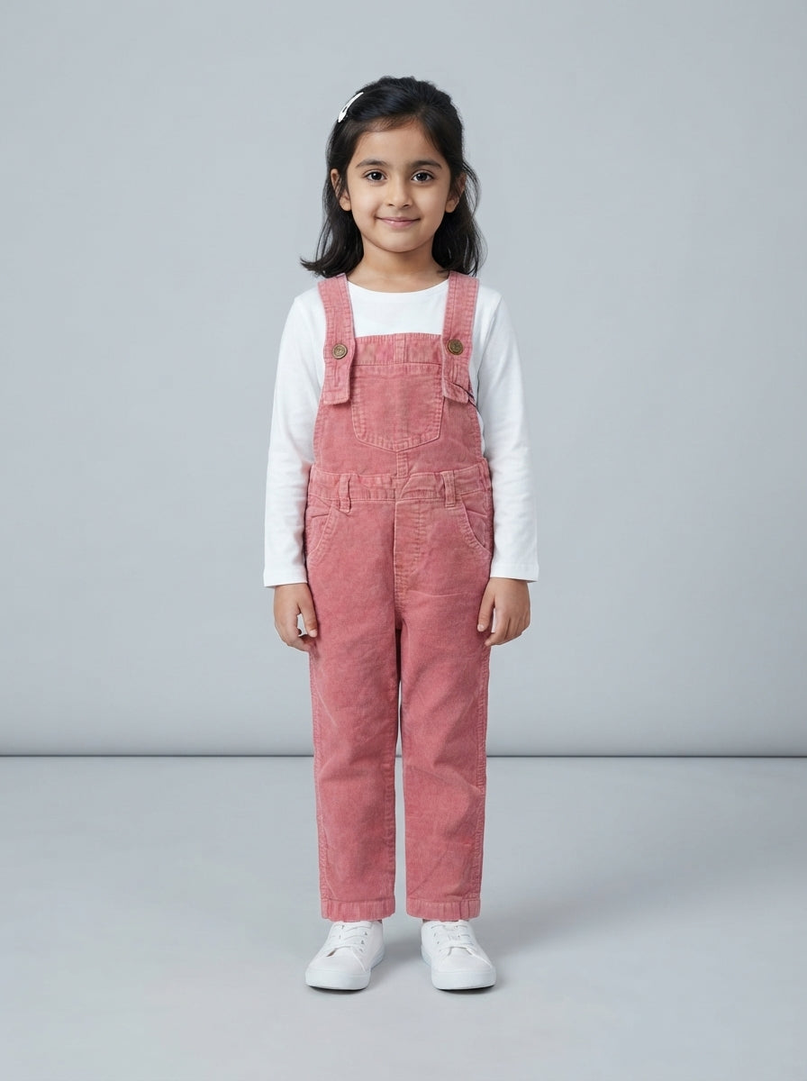 Preloved Old Navy toddler girls' dungarees, size 3-4Y, worn by a model, styled