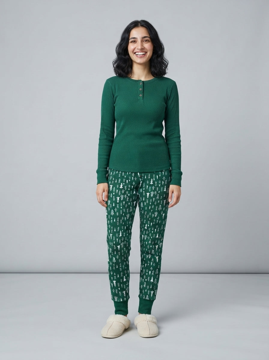Preloved Old Navy women's pyjama trouser, size M, worn by a model, styled
