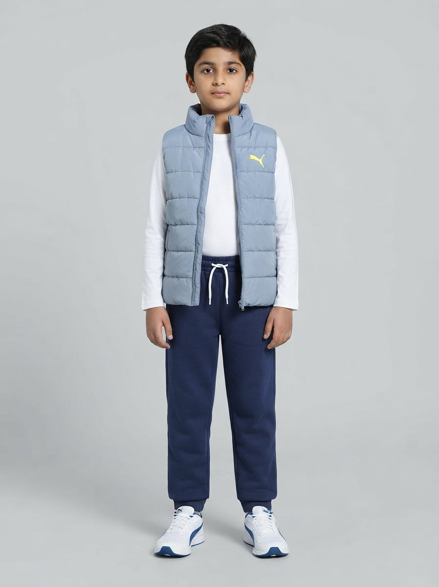 Preloved Puma boys' gilet / vest, size 6-8Y, worn by a model, styled