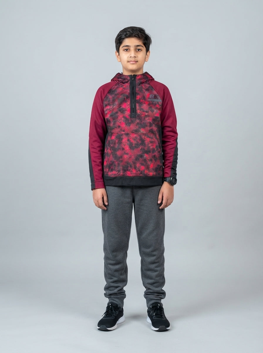 Preloved RUSSELL teen boys' sports zip-up, size 10-12Y, worn by a model, styled