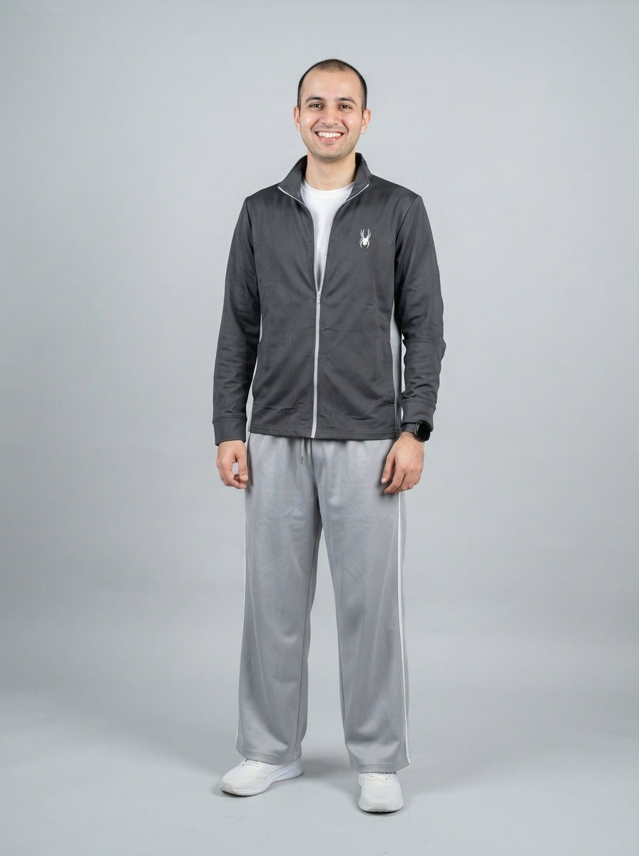 Preloved Spyder men's sports zip-up, size L, worn by a model, styled