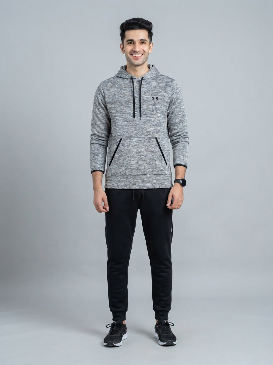 Preloved Under Armour men's sports hoodie, size M, worn by a model, styled