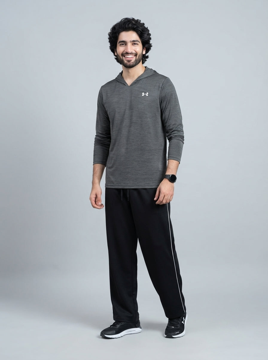 Preloved Under Armour men's sports hoodie, size M, worn by a model, styled
