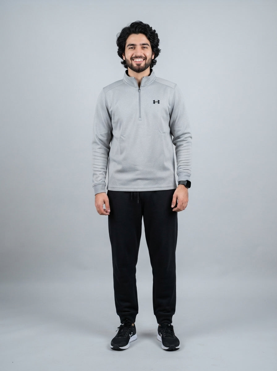 Preloved Under Armour men's sports zip-up, size L, worn by a model, styled