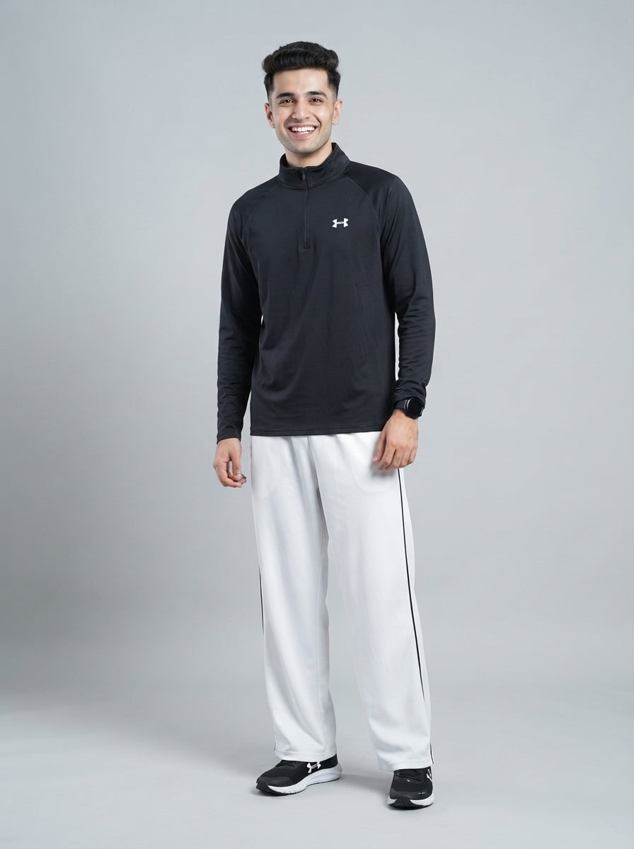 Preloved Under Armour men's sports zip-up, size L, worn by a model, styled