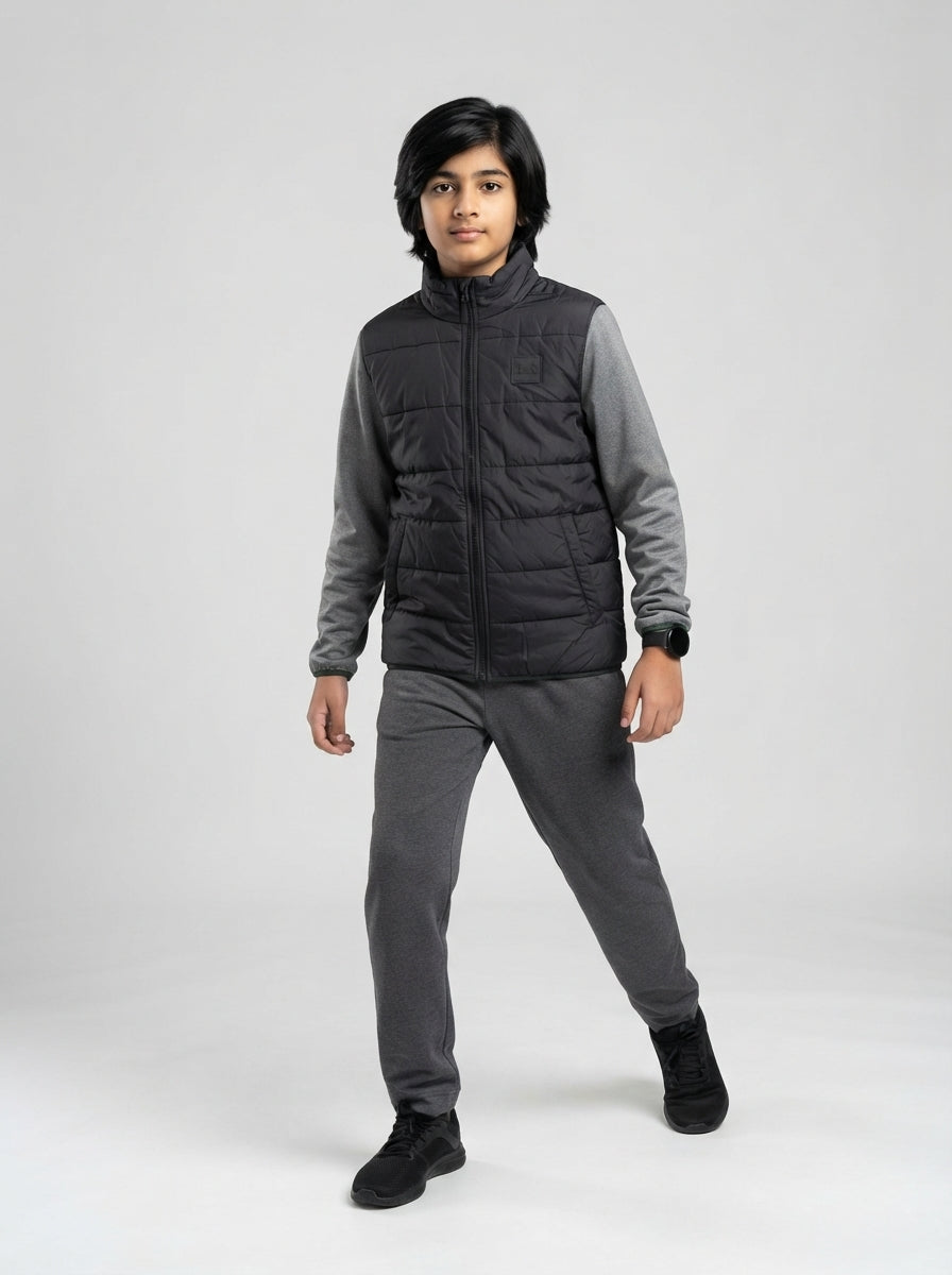 Preloved Under Armour teen boys' puffer jacket, size 14-16Y, worn by a model, styled