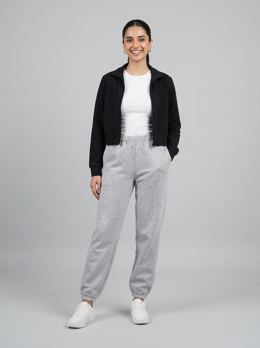 Preloved Uniqlo women's casual trouser, size S, worn by a model, styled