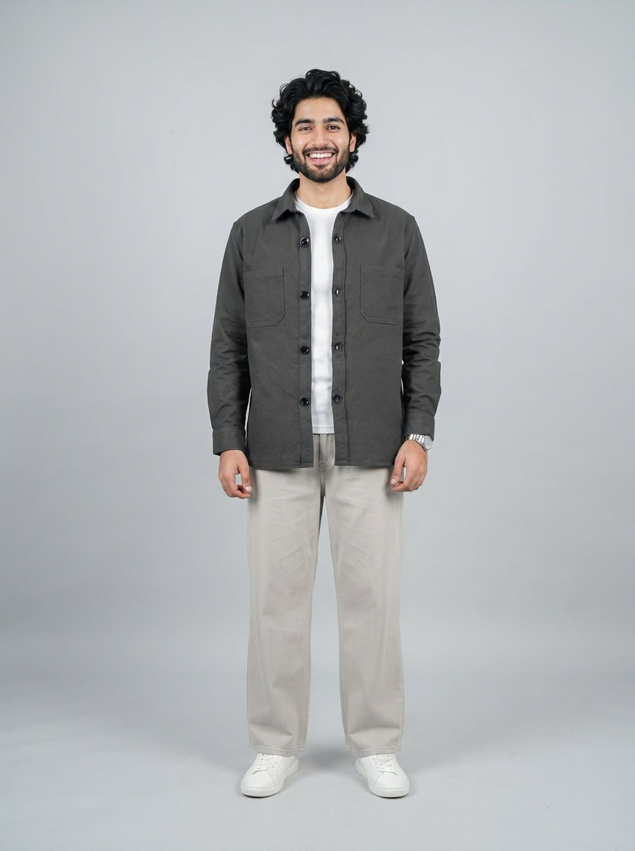 Preloved Zara men's shacket, size L, worn by a model, styled