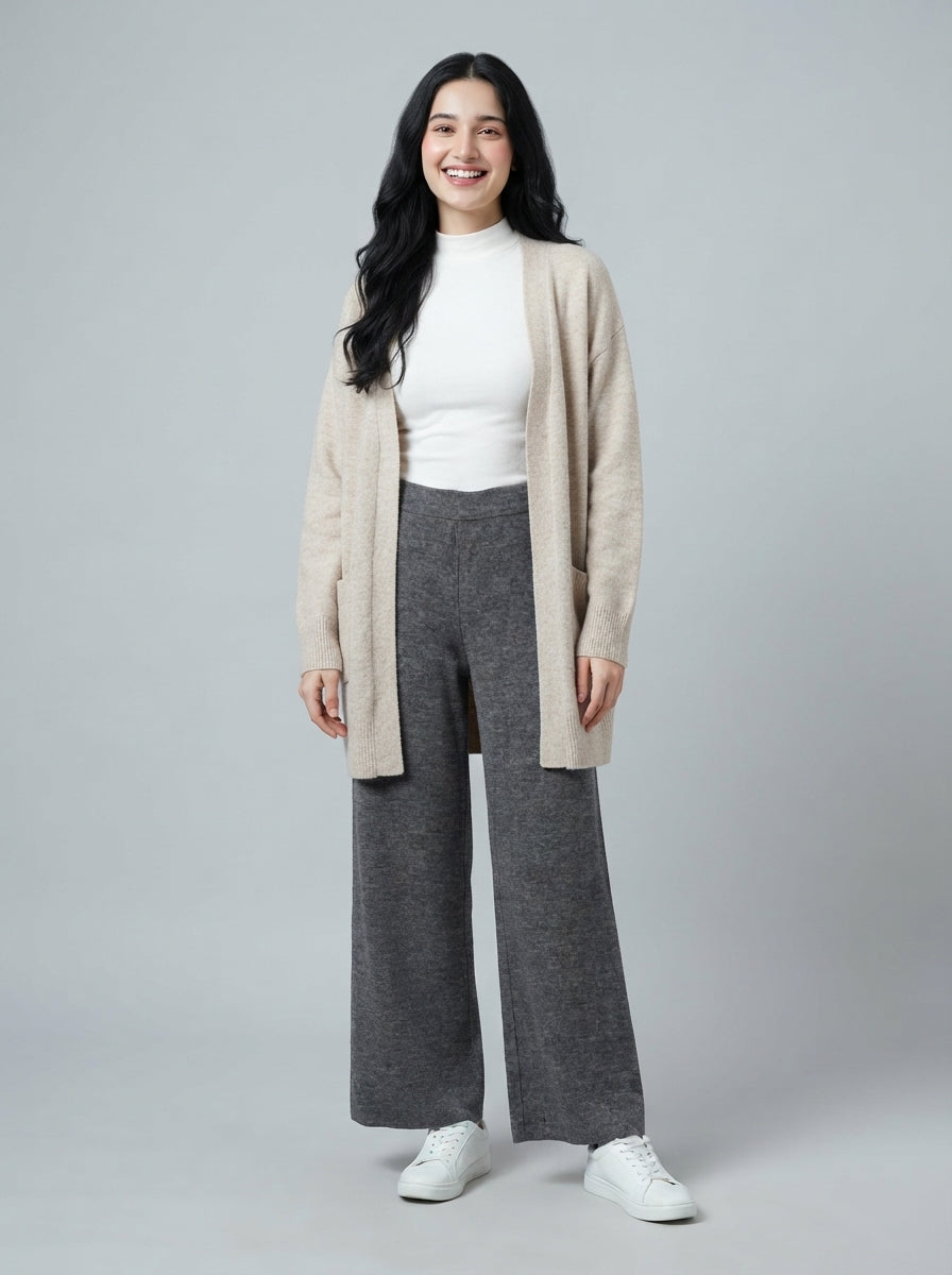 Preloved Zara women's casual trouser, size M, worn by a model, styled