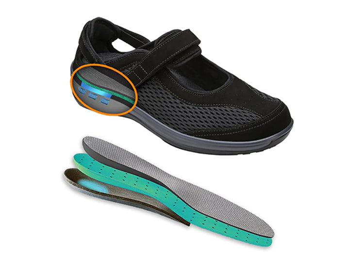 Orthofeet Women Sanibel Heel Strap - Black